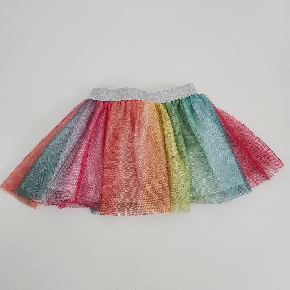 Disney Minnie Rainbow Tulle Skort 3T Silver Glitter‎ Waistband